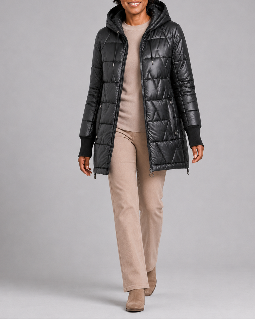 Shirley | Longline Hooded Quilted Puffer Jacket for Women
