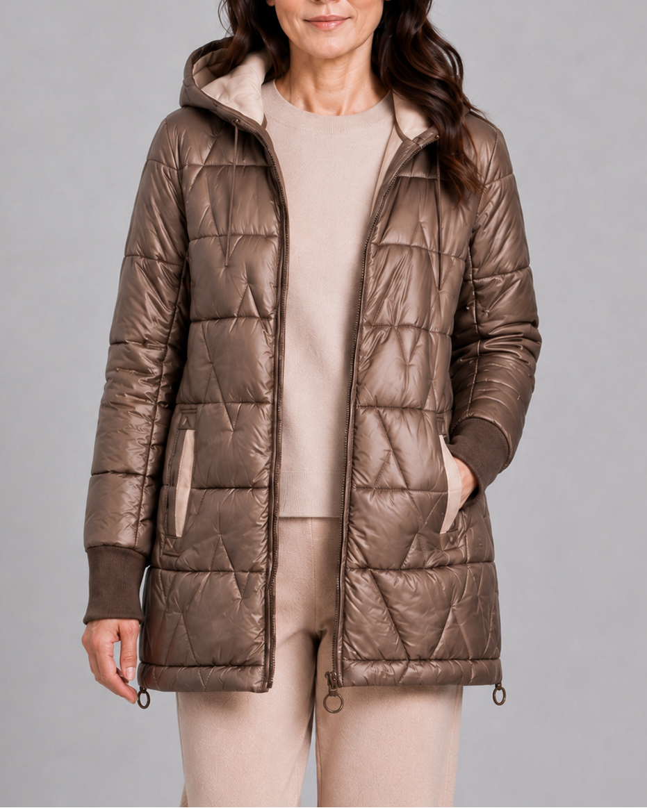 Shirley | Longline Hooded Quilted Puffer Jacket for Women