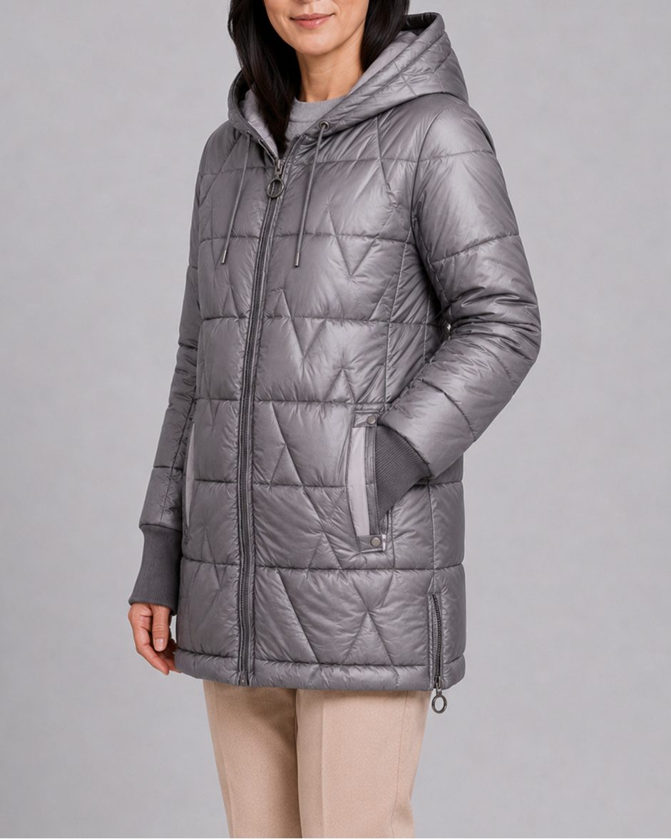Shirley | Longline Hooded Quilted Puffer Jacket for Women