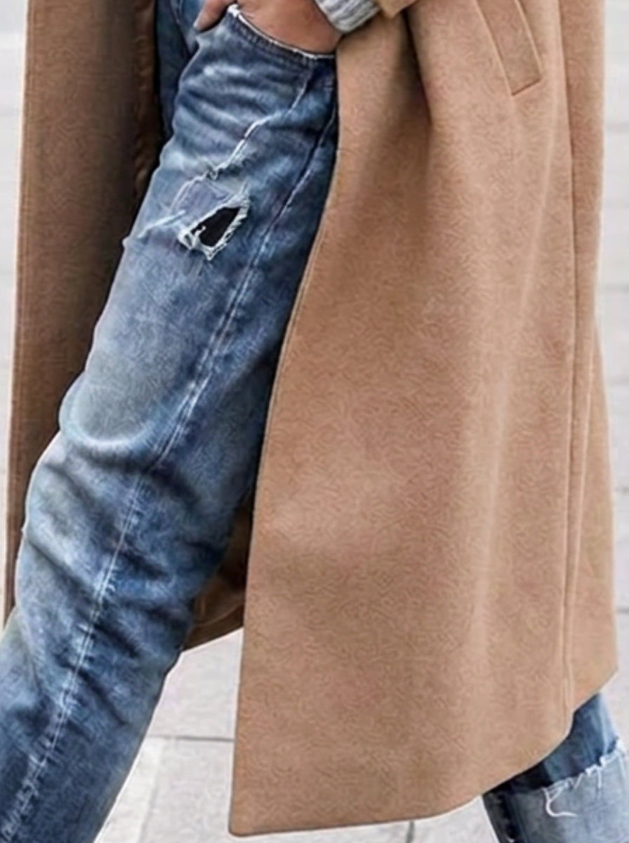 Nadeline | Oversized Lapel Button-Front Trench Coat for Women