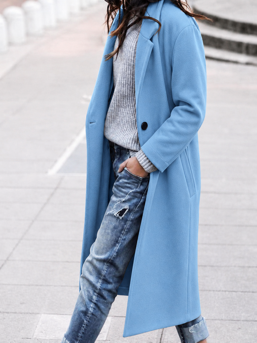 Nadeline | Oversized Lapel Button-Front Trench Coat for Women
