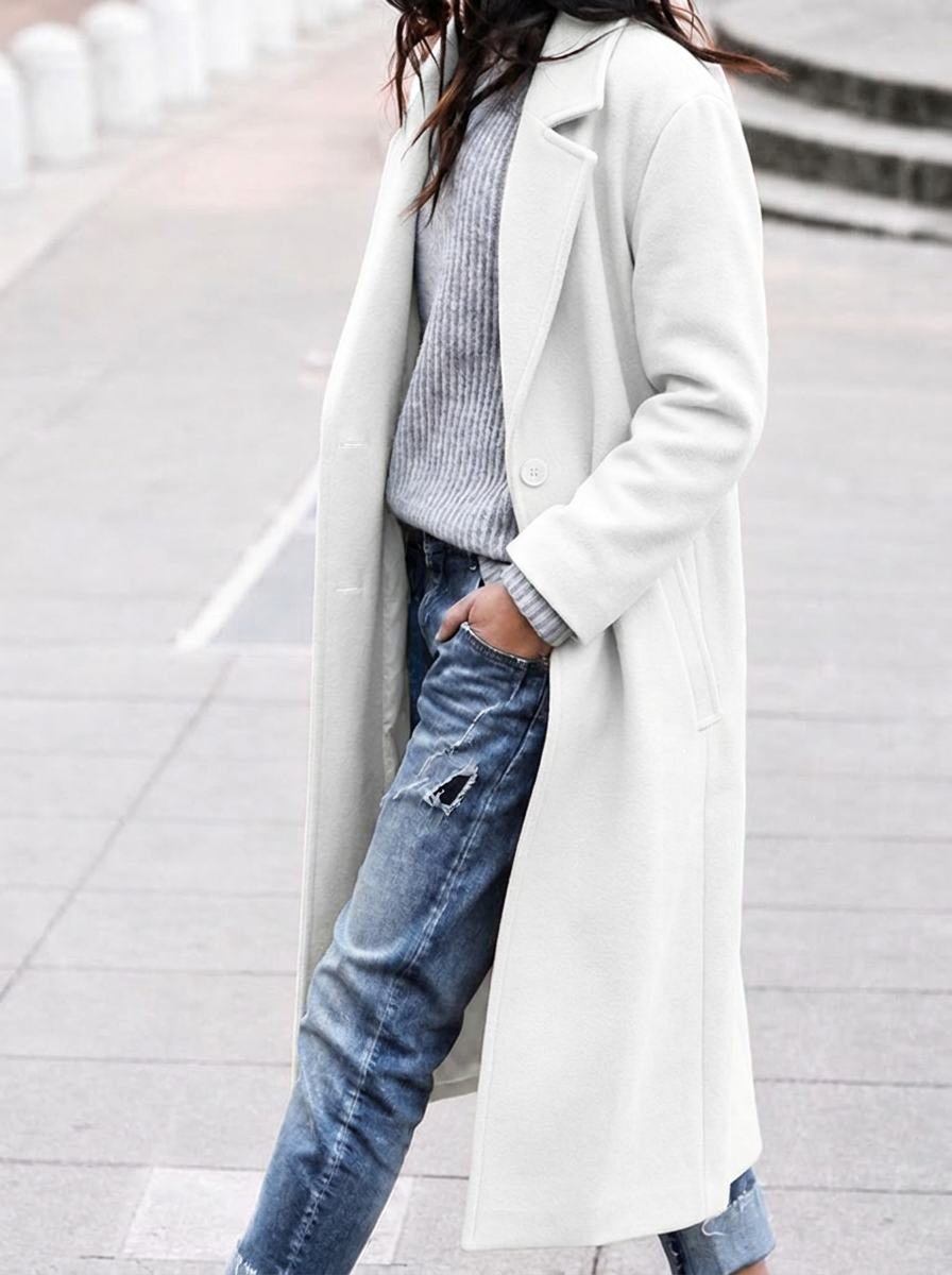 Nadeline | Oversized Lapel Button-Front Trench Coat for Women