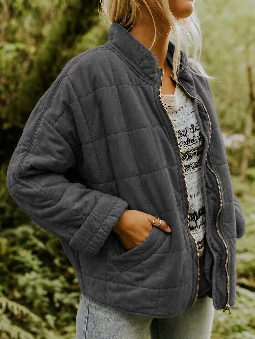 Sunny | Diamond Quilted Jacket with Stand Collar for Women