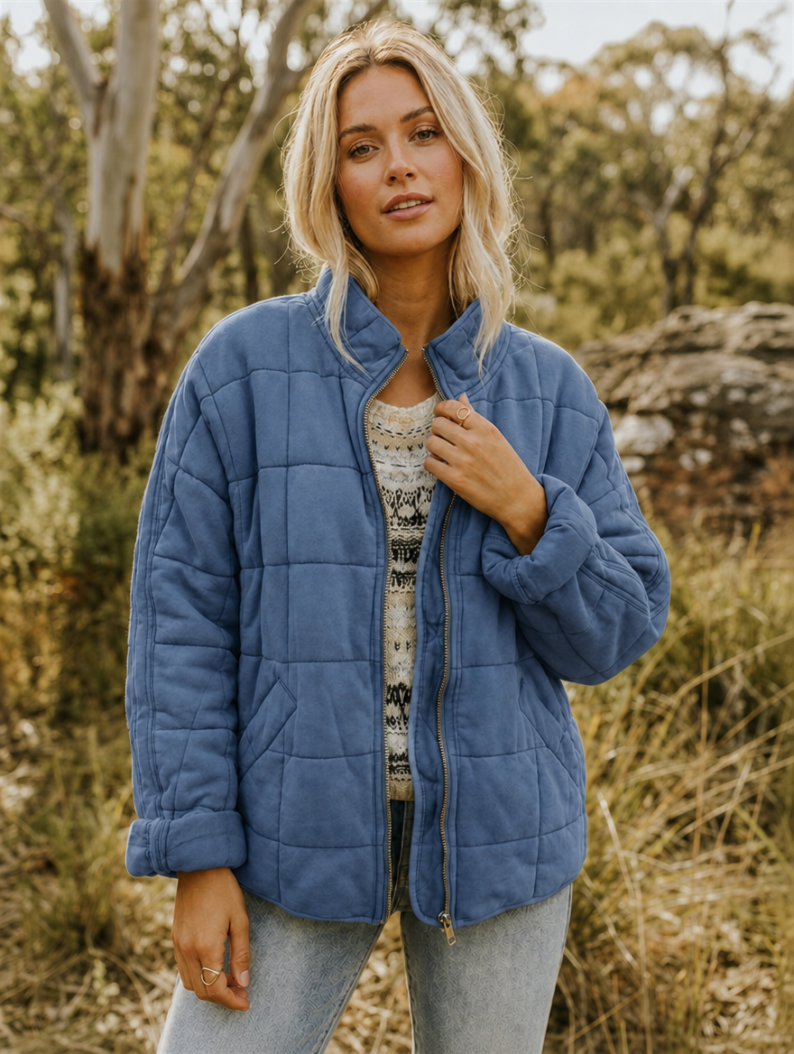 Sunny | Diamond Quilted Jacket with Stand Collar for Women