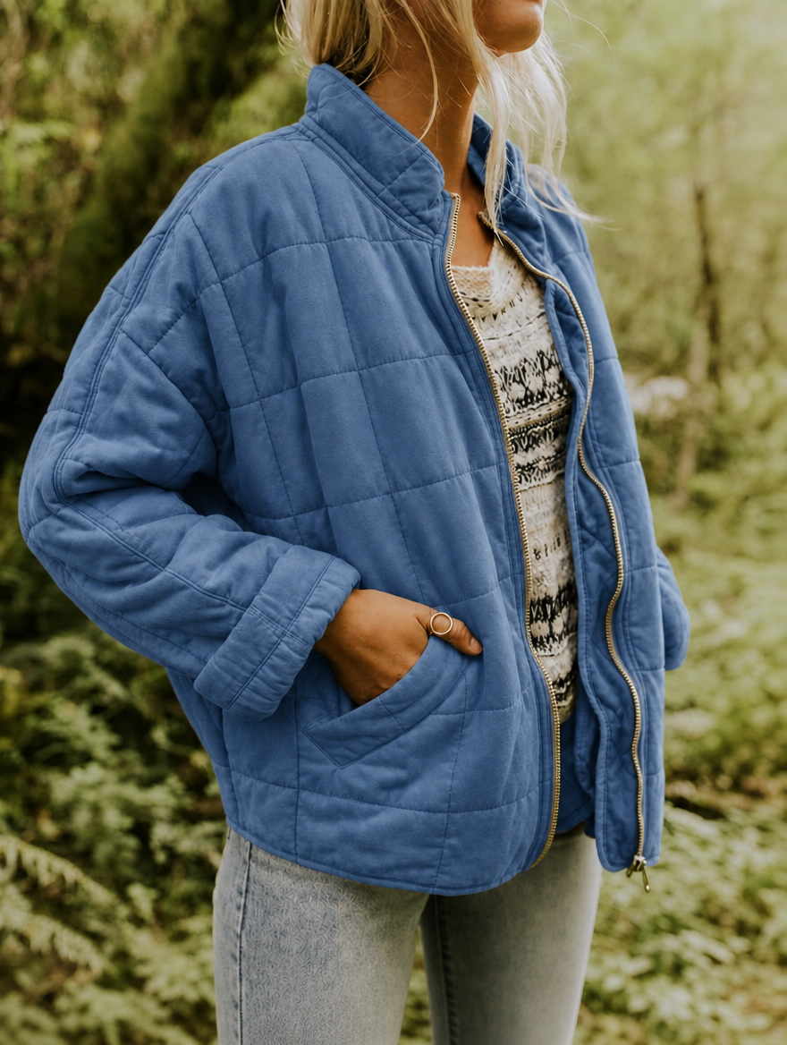 Sunny | Diamond Quilted Jacket with Stand Collar for Women